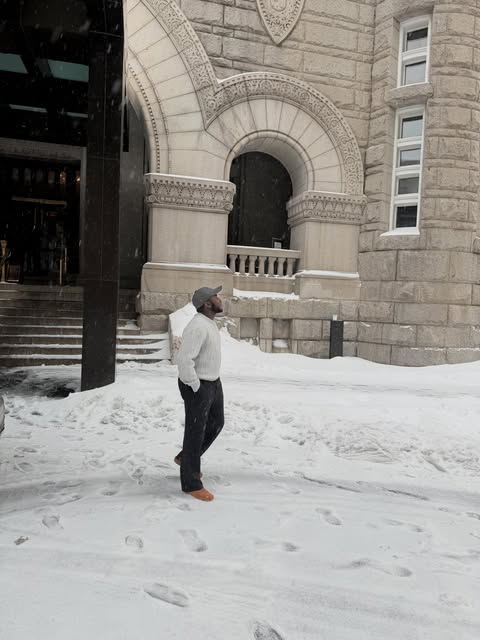 Ahmad Abdulaziz Yari during a snowy winter visit